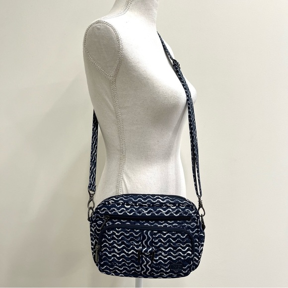 LUG Crossbody Carousel Convertable RFID blue white nylon travel bag - Picture 1 of 12